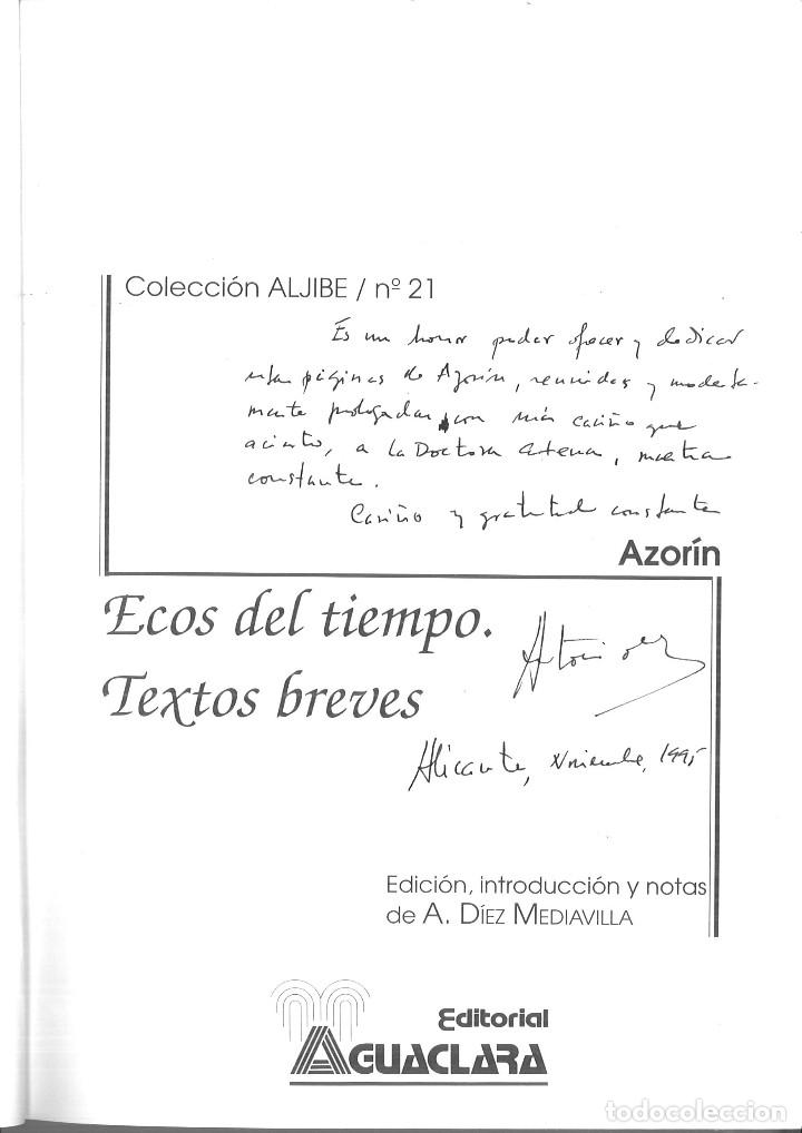 Libros de segunda mano: ECOS DEL TIEMPO. TEXTOS BREVES. AZOR&Iacute;N. - Foto 2