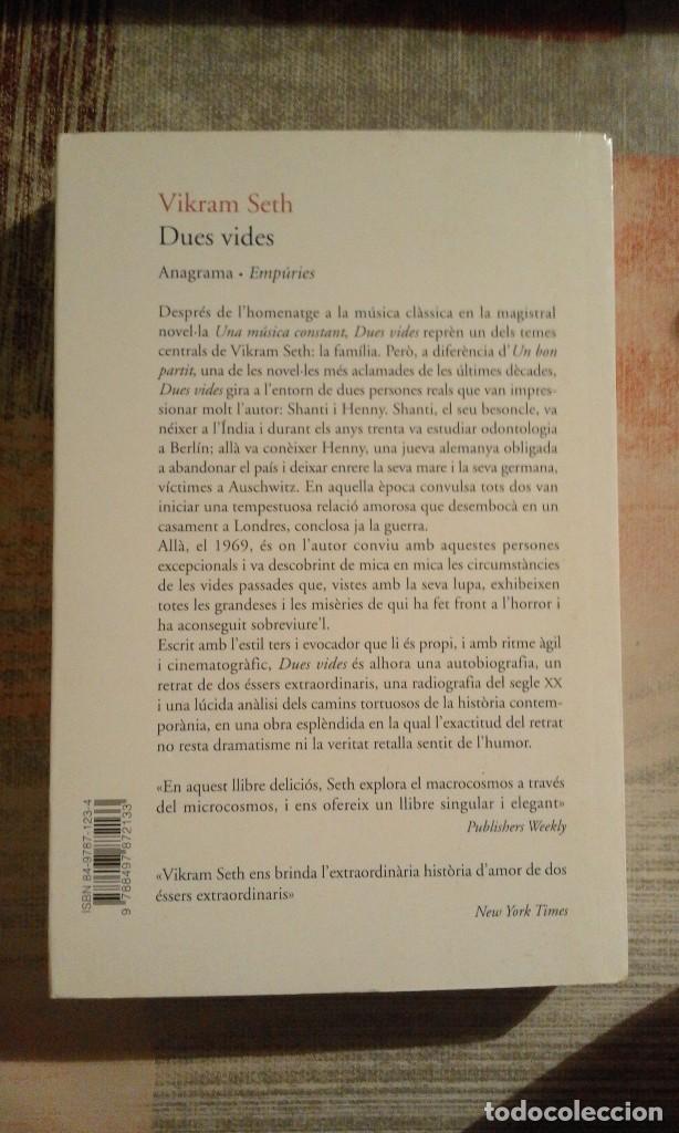 Libros de segunda mano: Dues vides - Vikram Seth - en catal&aacute;n - Foto 2