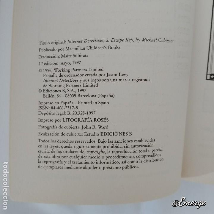 Libros de segunda mano: TECLA DE ESCAPE. Col. Detectives Internet....Michael Coleman - Foto 3