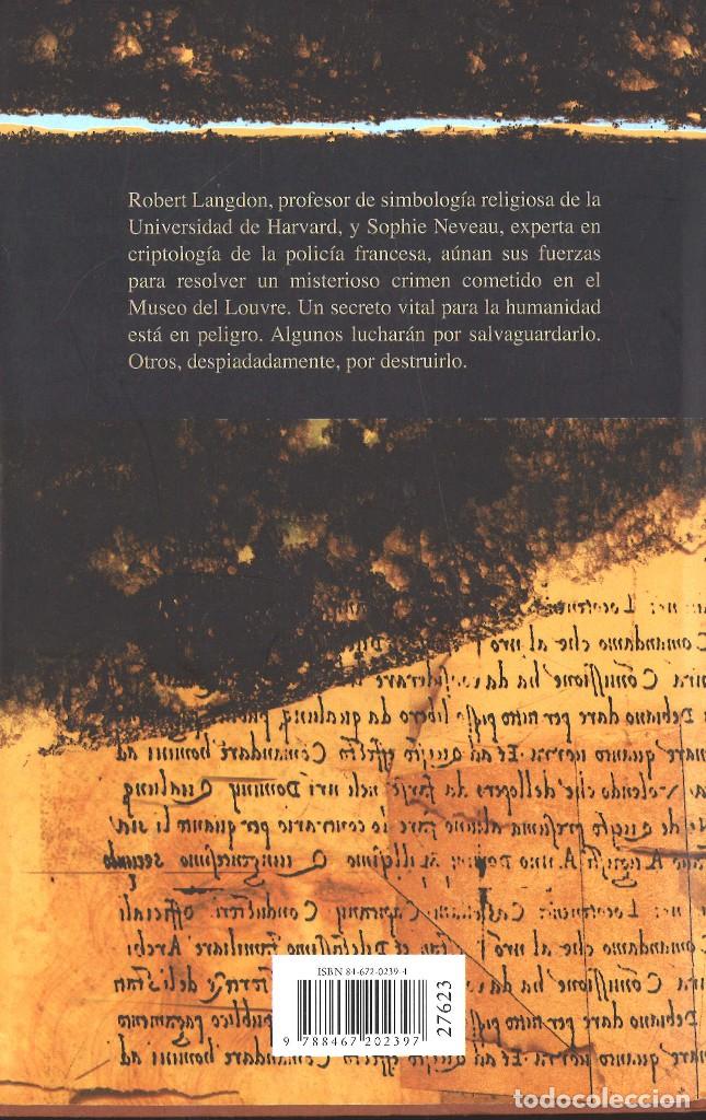 Libros de segunda mano: El c&oacute;digo da Vinci. Dan Brown. 2003 - Foto 2