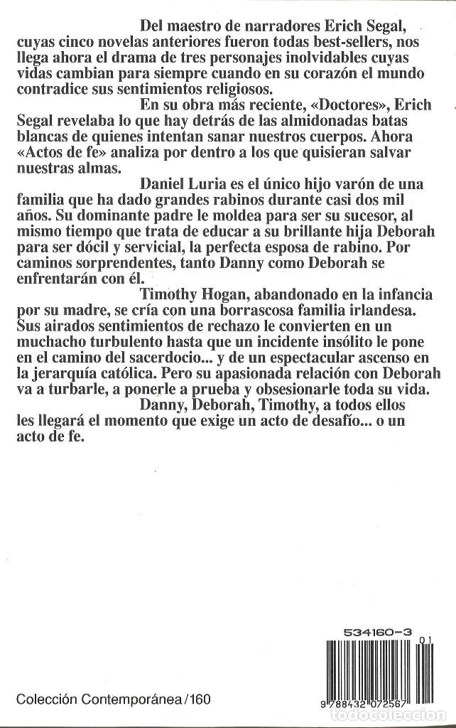 Libros de segunda mano: Actos de fe. Erich Segal. 1992 - Foto 2