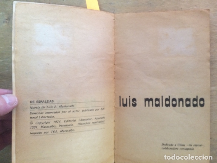Libros de segunda mano: DE ESPALDAS. LUIS A. MALDONADO. - Foto 2
