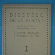 Libros de segunda mano: DISCURSO DE LA VERDAD - MIGUEL MAÑARA Y VICENTELO DE LECA - IMPRENTA SAN ANTONIO, 1961 (NUEVO)