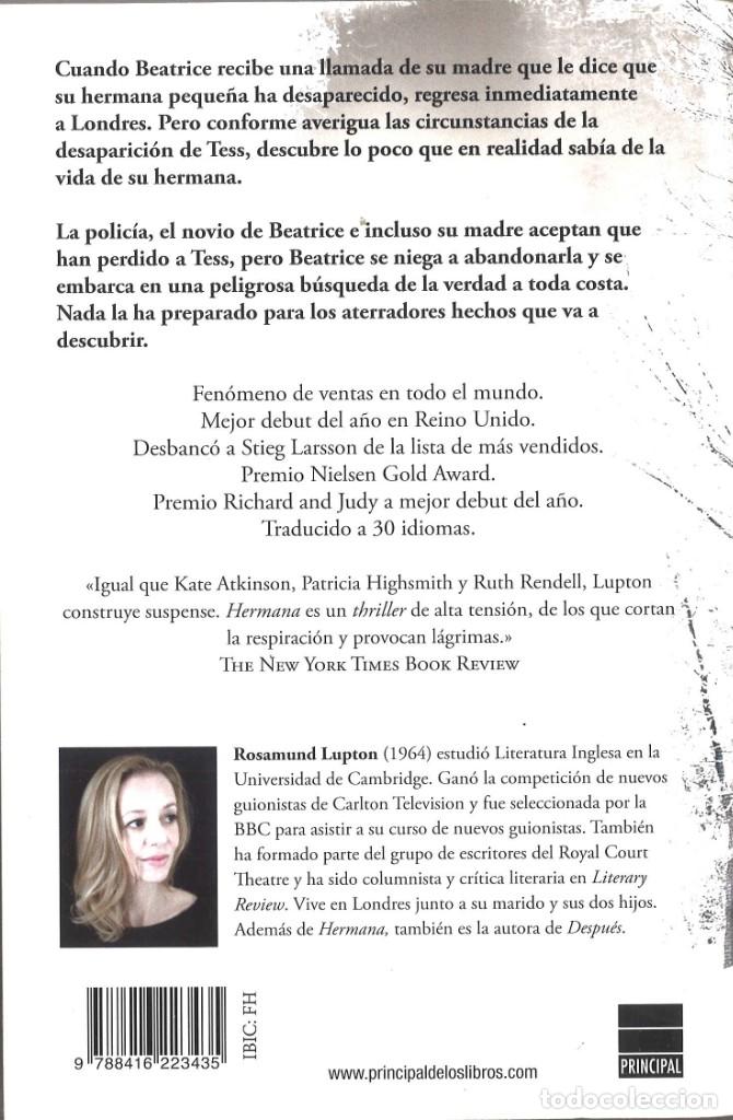 Libros de segunda mano: Hermana. Rosamund Lupton. 2016 - Foto 2