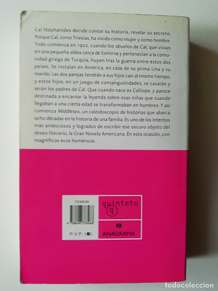 Libros de segunda mano: MIDDLESEX - JEFFREY EUGENIDES - ED QUINTETO 2005 - Foto 2
