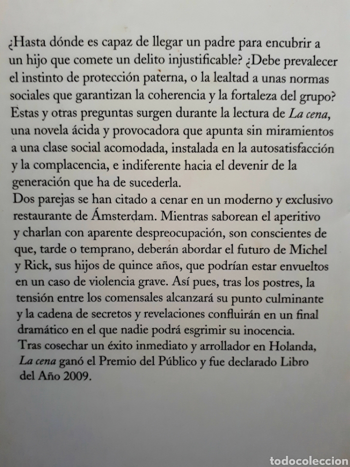 Libros de segunda mano: LA CENA - Herman Koch - Foto 3