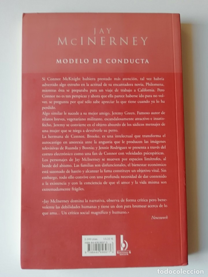 Libros de segunda mano: MODELO DE CONDUCTA - JAY McINERNEY - ED. B 2000 - Foto 2
