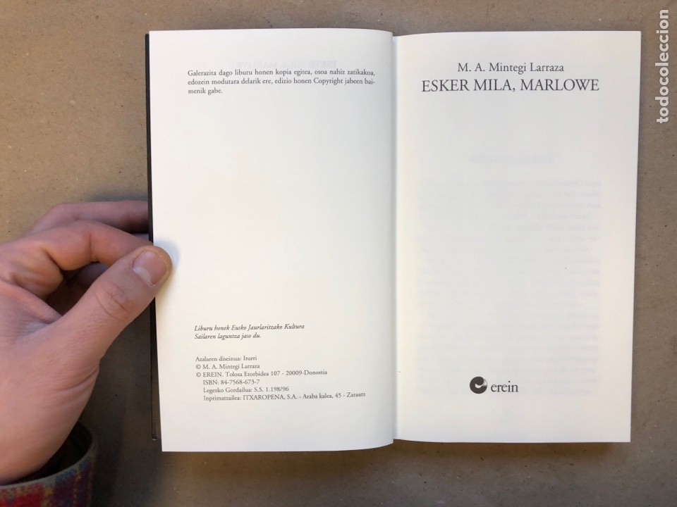 Libros de segunda mano: ESKER MILA, MARLOWE. M.A. MINTEGI. ED. EREIN 1996. EUSKARAZ. - Foto 2