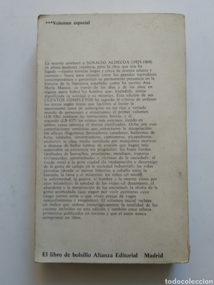 Libros de segunda mano: CUENTOS COMPLETOS/IGNACIO ALDECOA - Foto 2