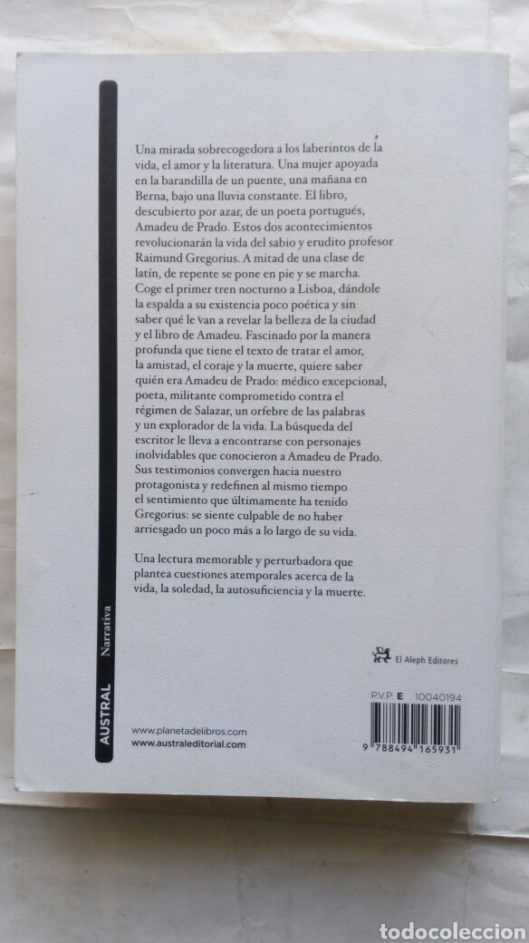 Libros de segunda mano: Tren nocturno a Lisboa. Pascal Mercier. - Foto 2