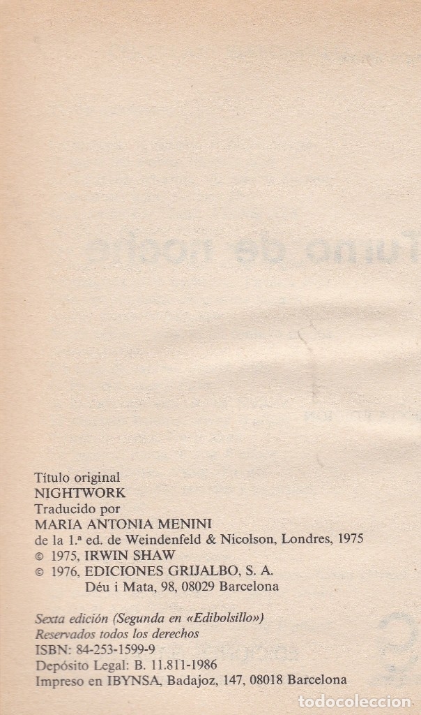 Libros de segunda mano: Libros. Irwin Shaw. Turno de noche. 1975 - Foto 2