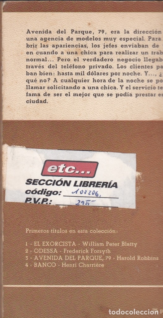Libros de segunda mano: Libros. Harold Robbins. Avenida del Parque 79. - Foto 2