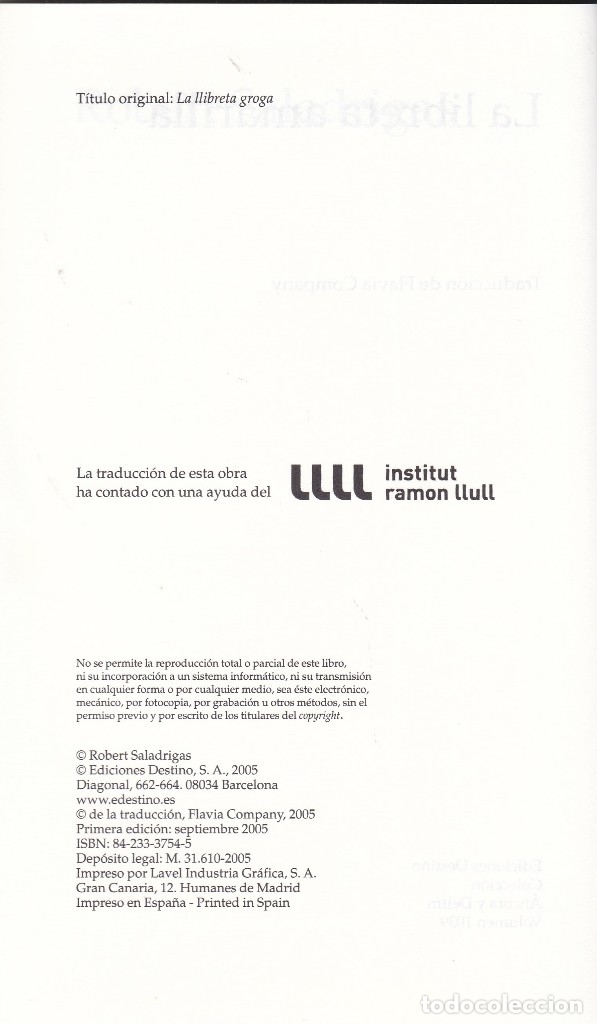 Libros de segunda mano: Libros. Robert Saladrigas. La Libreta amarilla 2005 - Foto 2