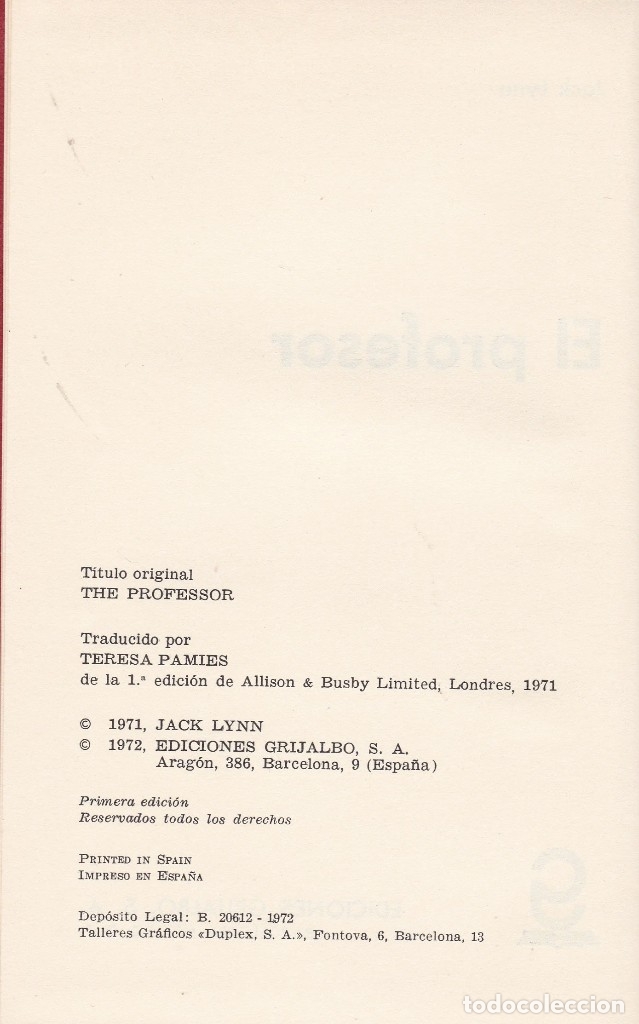 Libros de segunda mano: Libros. Jack Lynn. El Profesor 1971 - Foto 2