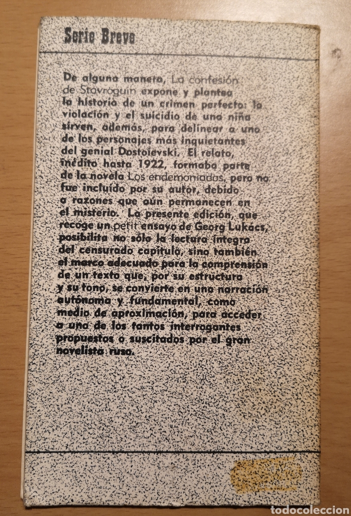 Libros de segunda mano: DOSTOIEVSKI - LA CONFESI&Oacute;N DE STAVROGUIN - Foto 2