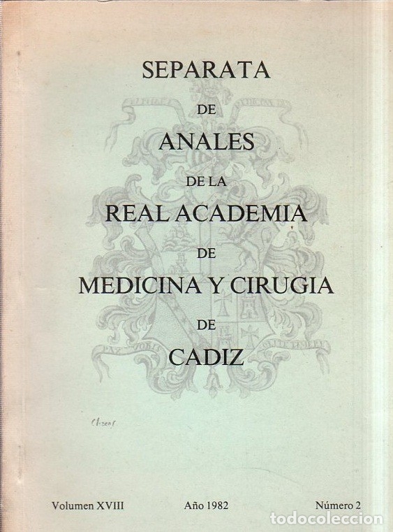 Libri di seconda mano: SEPARATA DE ANALES DE LA REAL ACADEMIA DE MEDICINA Y CIRUGIA DE CADIZ. 1982. N&ordm; 2.