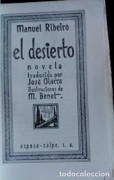 Libros de segunda mano: EL DESIERTO. - RIBEIRO, Manuel. - Foto 1