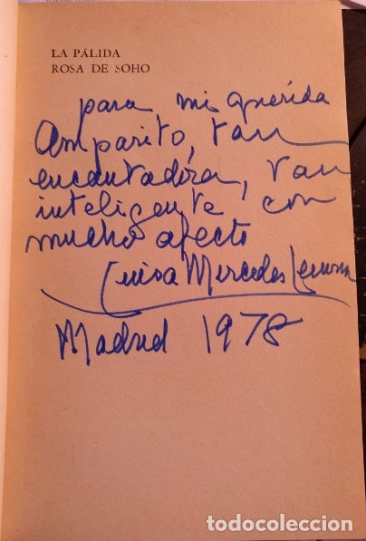 Libri di seconda mano: LA PALIDA ROSA DE SOHO. FIRMA DE LA AUTORA. - MERCEDES LEVINSON, Luisa.