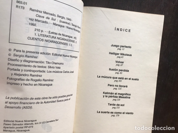 Libros de segunda mano: Sergio Ram&iacute;rez. Clave de sol. Cuentos - Foto 4