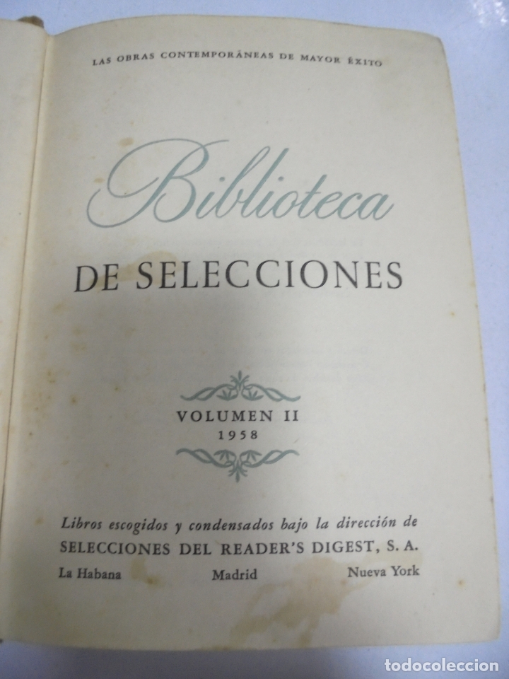 Second hand books: BILIOTECA DE SELECCIONES. VOLUMEN II. 1958. ILUSTRADO. LEER