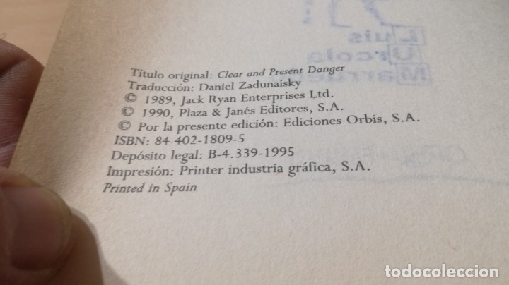 Libros de segunda mano: PELIGRO INMINENTE - TOM CLANCY - ORBIS	 / 	TEXTO 72 - Foto 4