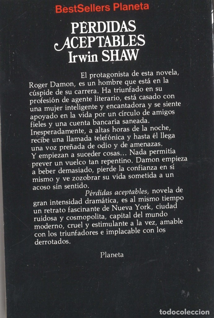 Libros de segunda mano: P&eacute;rdidas aceptables. Irwin Shaw. 1985 - Foto 2