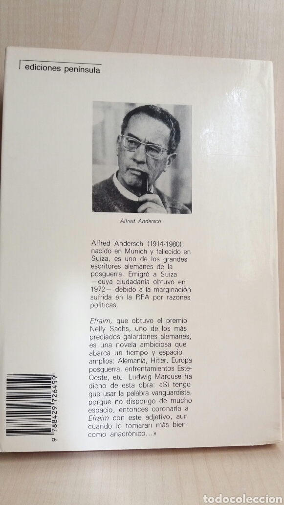 Libros de segunda mano: Efraim. Alfred Andersch. Pen&iacute;nsula, 1Ed, 1987 - Foto 3