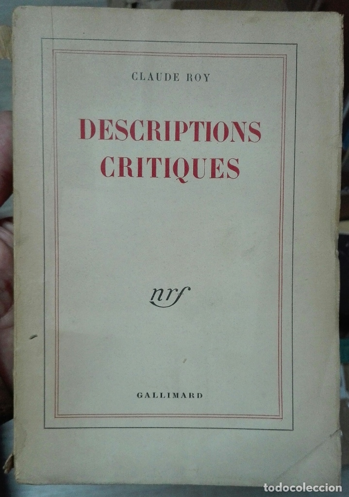 Libros de segunda mano: Claude Roy. Descriptions critiques. - Foto 1