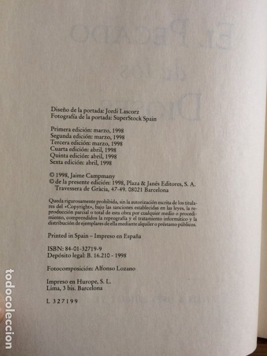 Libros de segunda mano: EL PECADO DE LOS DIOSES - JAIME CAMPMANY - Foto 2