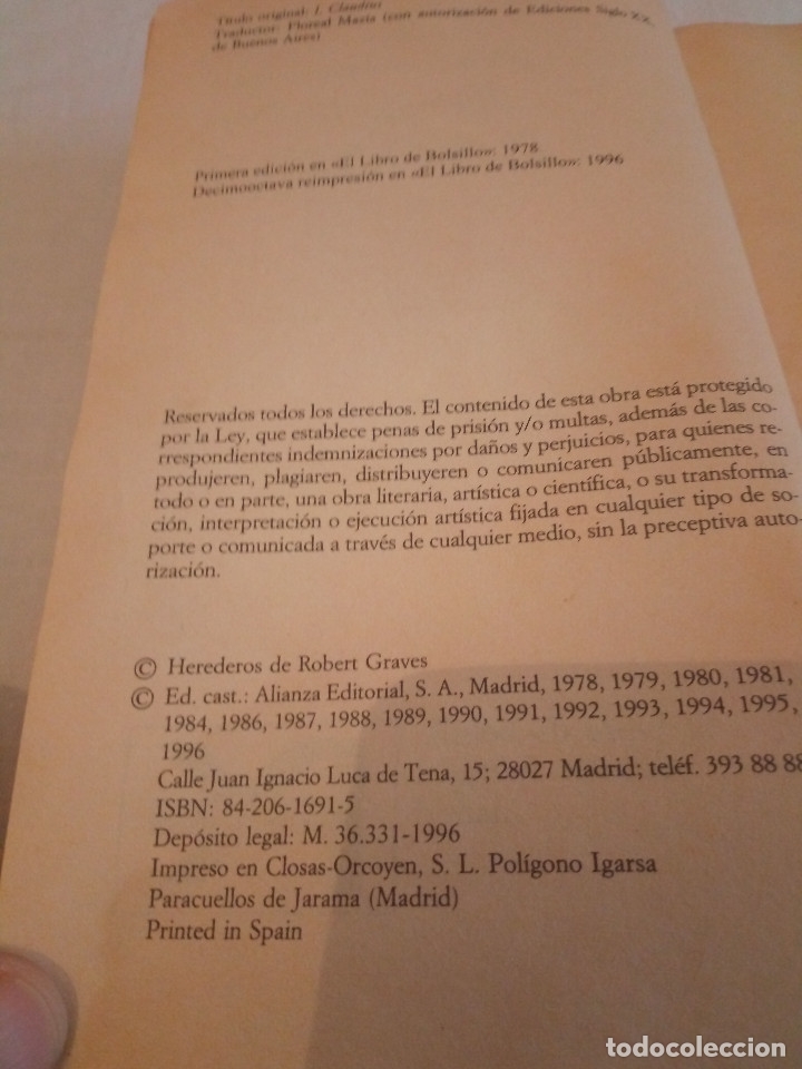Libros de segunda mano: 142-YO CLAUDIO, Robert Graves, 1996 - Foto 4