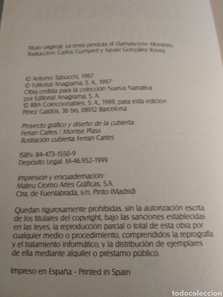 Libros de segunda mano: Libro de Antonio Tabucchi - Foto 3