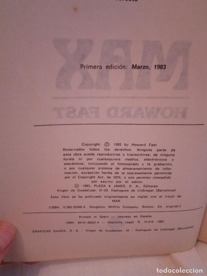 Libros de segunda mano: 438-MAX, Howard Fast, 1983 - Foto 4