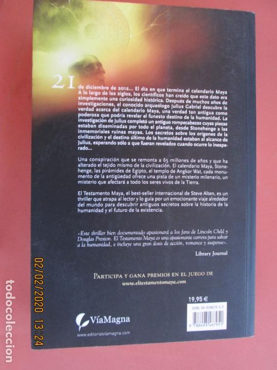 Libros de segunda mano: EL TESTAMENTO MAYA - STEVE ALTEN - Foto 2