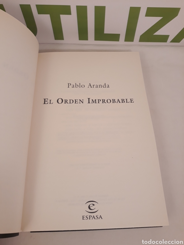 Libros de segunda mano: El orden Improbable.Pablo Aranda.Espasa. - Foto 3