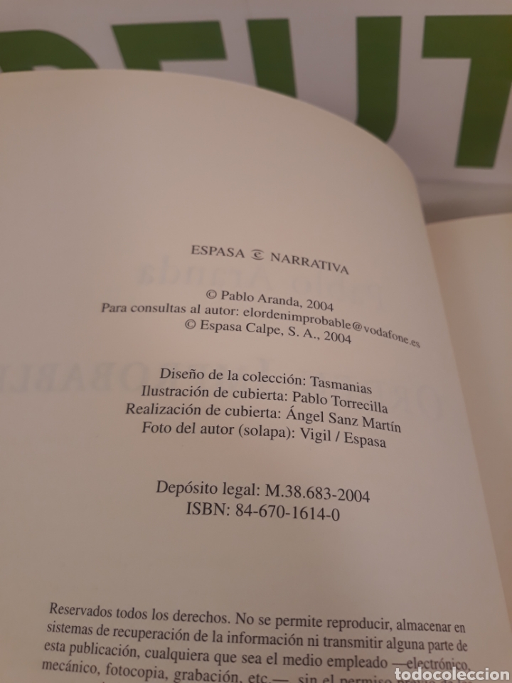 Libros de segunda mano: El orden Improbable.Pablo Aranda.Espasa. - Foto 4