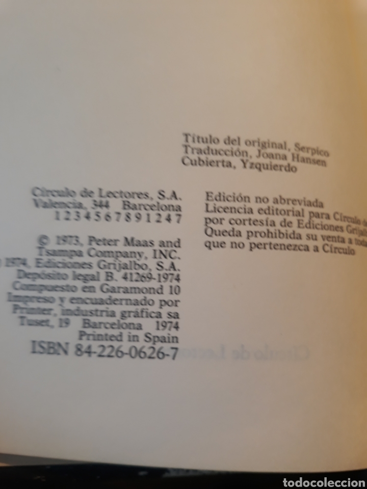 Libros de segunda mano: SERPICO .PETER MAAS . CIRCULO DE LECTORES. - Foto 2