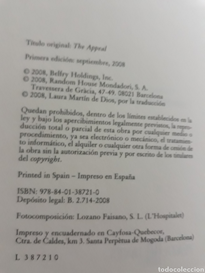Libros de segunda mano: LA APELACI&Oacute;N. JOHN GRISHAM . - Foto 2
