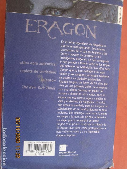 Libros de segunda mano: ERAGON - CHRISTOPHER PAOLINI - ROCA EDITORIAL 8&ordf; ED. 2005. - Foto 4