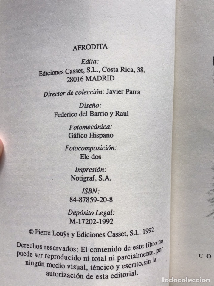 Libros de segunda mano: AFRODITA / PIERRE LOUYS / EDICIONES CASSET - Foto 3
