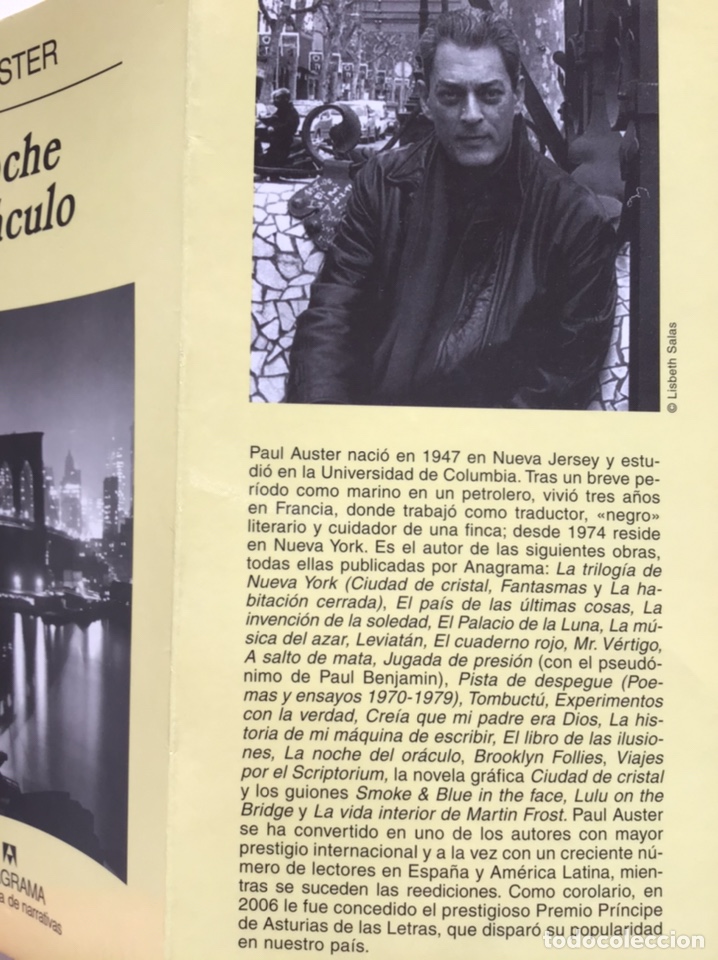 Libros de segunda mano: LA NOCHE DEL OR&Aacute;CULO / PAUL AUSTER / ANAGRAMA - Foto 2