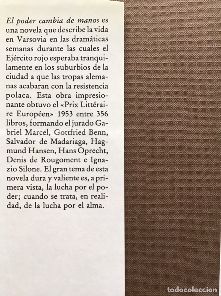 Libros de segunda mano: EL PODER CAMBIA DE MANOS / CZESLAV MILOSZ / C&Iacute;RCULO DE LECTORES - Foto 2