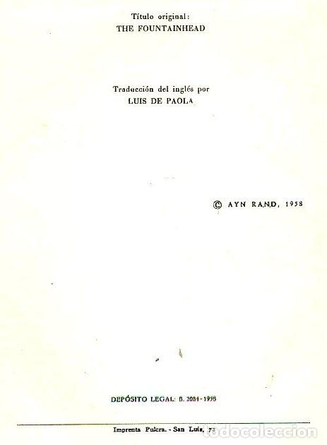 Libros de segunda mano: El Manantial AYN RAND , 1958 - Foto 2