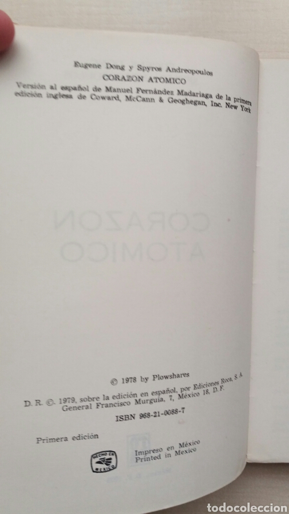 Libros de segunda mano: Coraz&oacute;n at&oacute;mico. Eugene Dong y Spyros Andreopoulos. Editorial Roca, 1979. - Foto 5