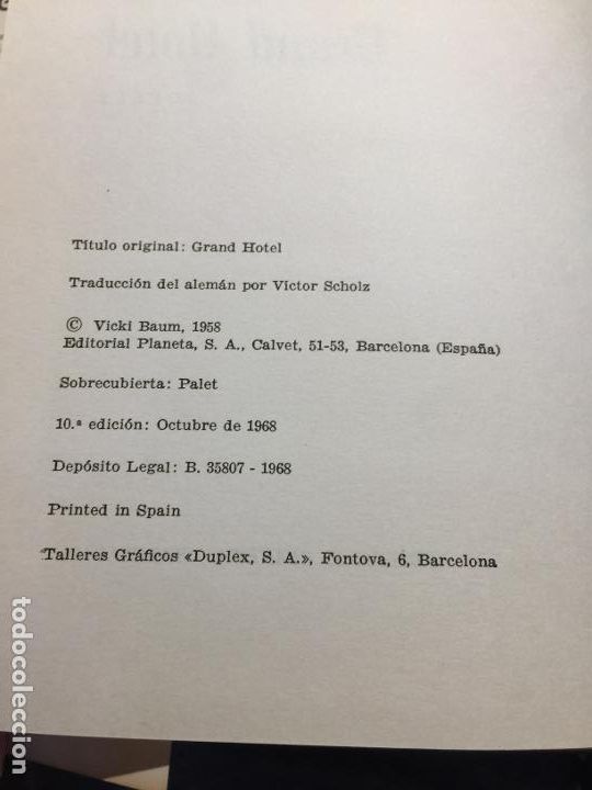 Libros de segunda mano: Gran Hotel - Vicki Baum - Foto 3