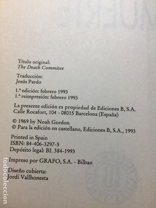 Libros de segunda mano: EL COMIT&Eacute; DE LA MUERTE. - NOAH GORDON. - Foto 4