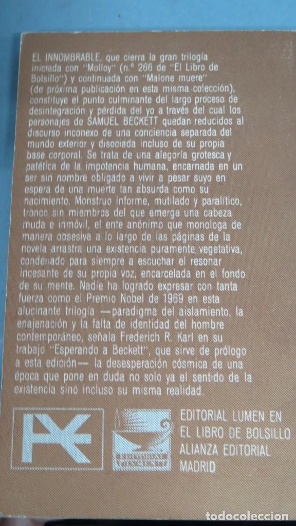 Libros de segunda mano: EL INNOMBRABLE. SAMUEL BECKETT - Foto 2