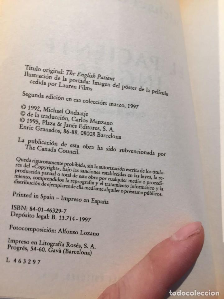 Libros de segunda mano: El paciente ingl&eacute;s. - Michael Ondaatje - Foto 4