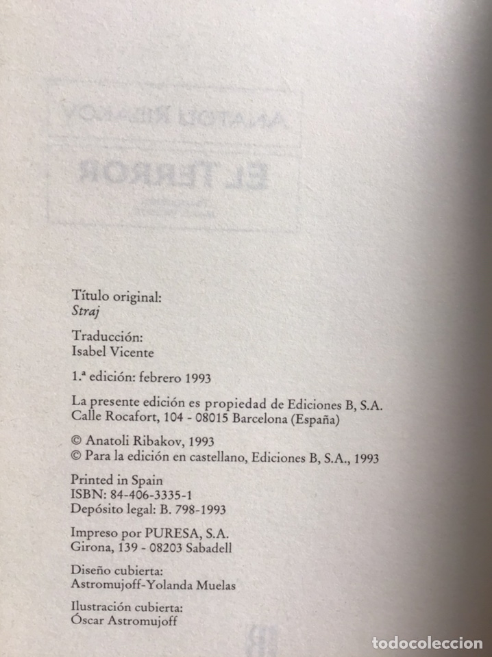 Libros de segunda mano: EL TERROR / ANATOLI RIBAKOV / EDICIONES B - Foto 3