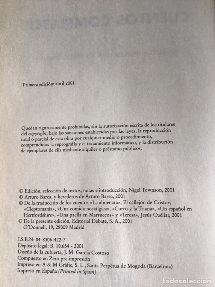 Libros de segunda mano: CUENTOS COMPLETOS / ARTURO BAREA / EDITORIAL DEBATE - Foto 3