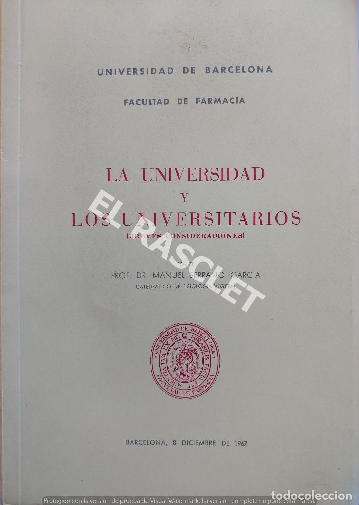 Livres d'occasion: CUESTIONARIO DE LA UNIVERSIDAD DE BARCELONA -FACULTAD DE FARMACIA-LA UNIVERSIDAD Y LOS UNIVERSITARIO